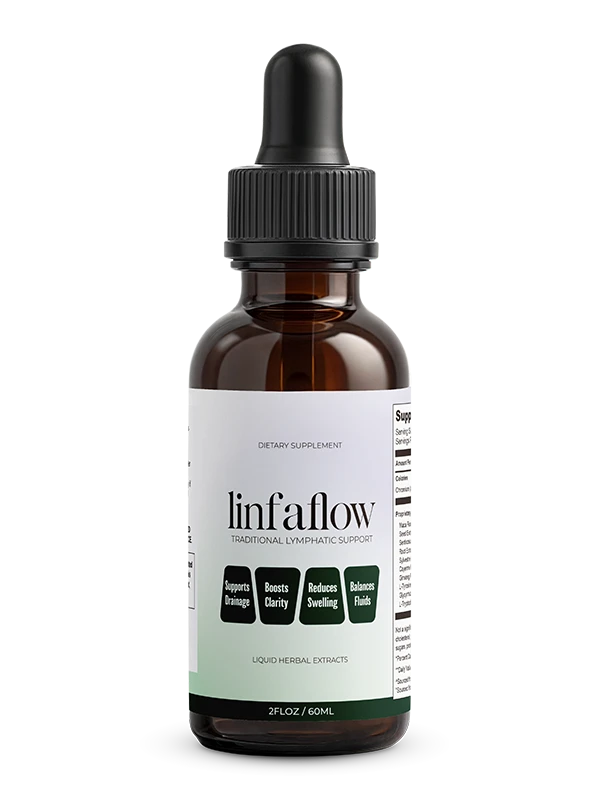 Linfaflow, a liquid herbal extract in a dropper bottle